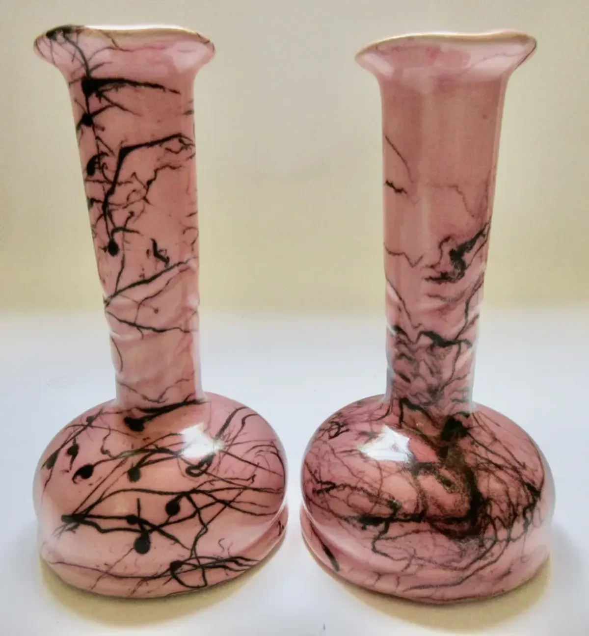 McCoy Spiderweb Vases Pair - Pink