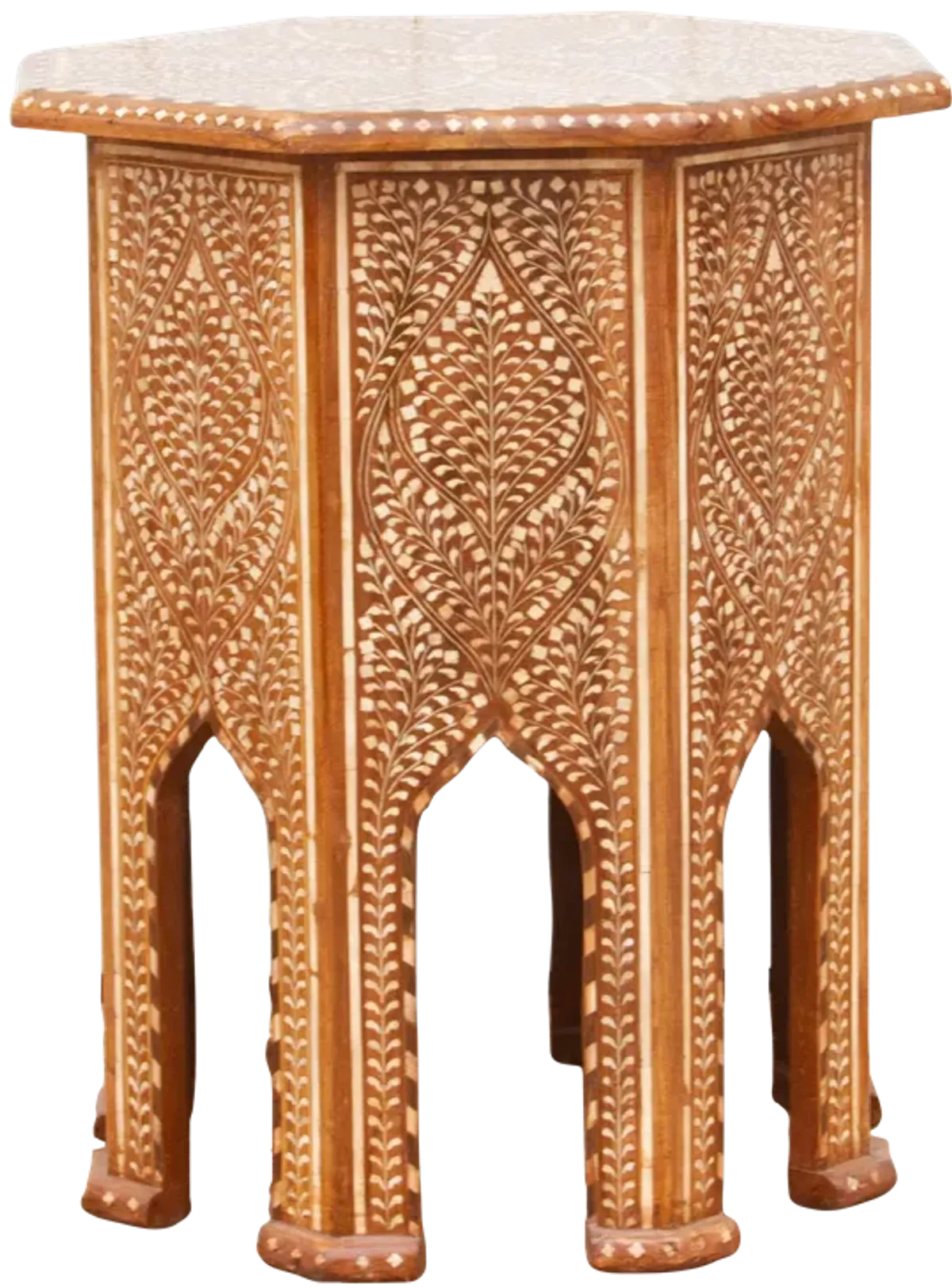 Finely Inlay Tall Moorish End Table - Handcrafted