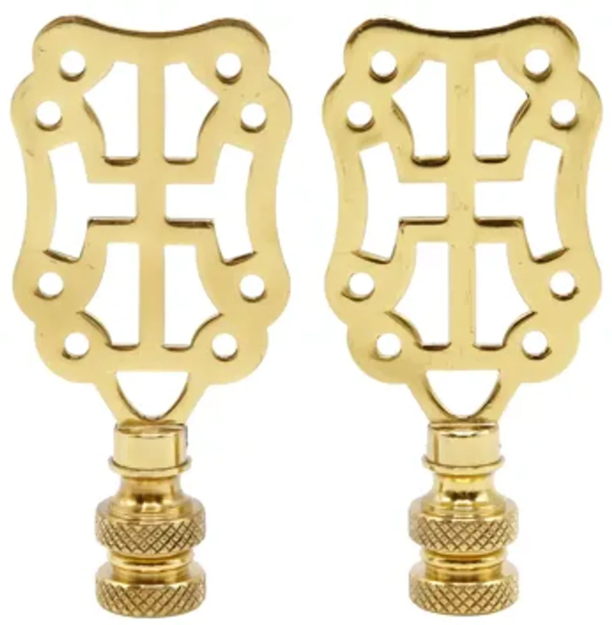 Chinoiserie Brass Lamp Finials - a Pair - Gold - Fits a standard size lamp harp