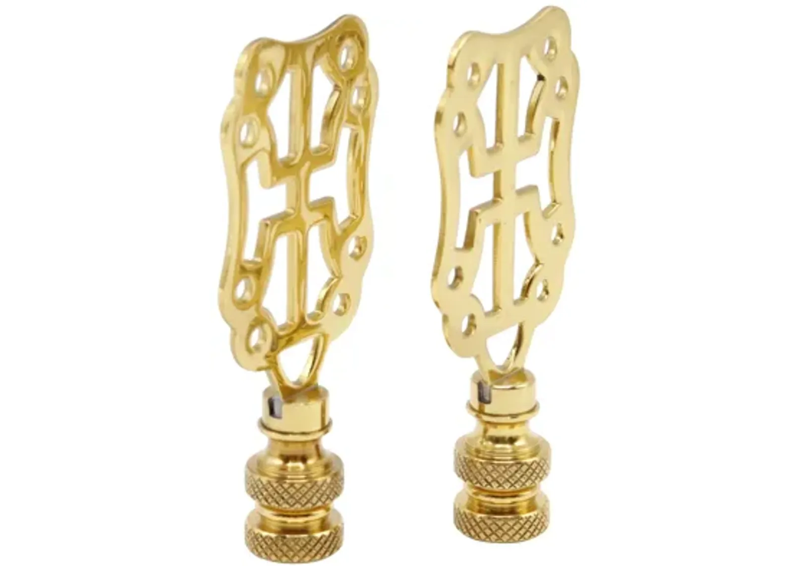 Chinoiserie Brass Lamp Finials - a Pair - Gold - Fits a standard size lamp harp