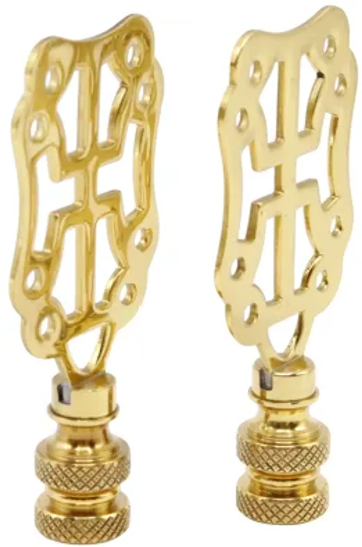 Chinoiserie Brass Lamp Finials - a Pair - Gold - Fits a standard size lamp harp