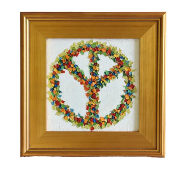 Impressionist Floral Peace Sign Painting - Green