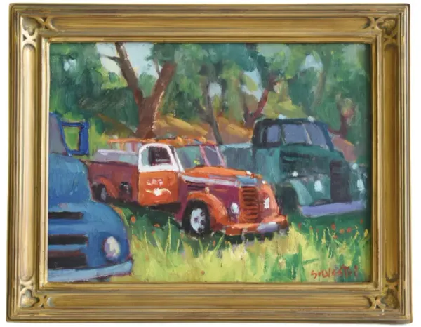 Silvio Silvestri Antique Trucks Painting - Green