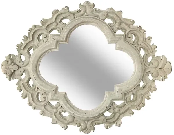 Italian Hand-carved Ornate Mirror - 38" x 46" - Fleur de Lex Antiques - White
