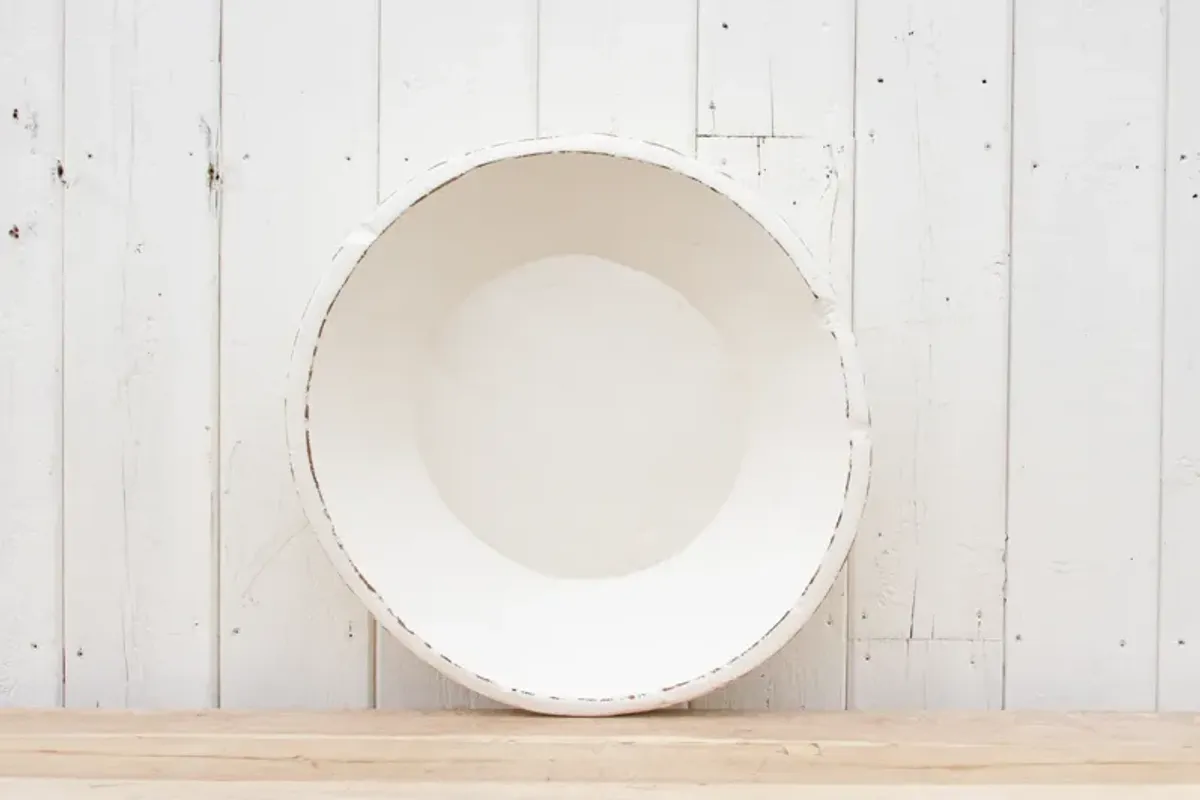 Large Farmhouse White Wooden Bowl