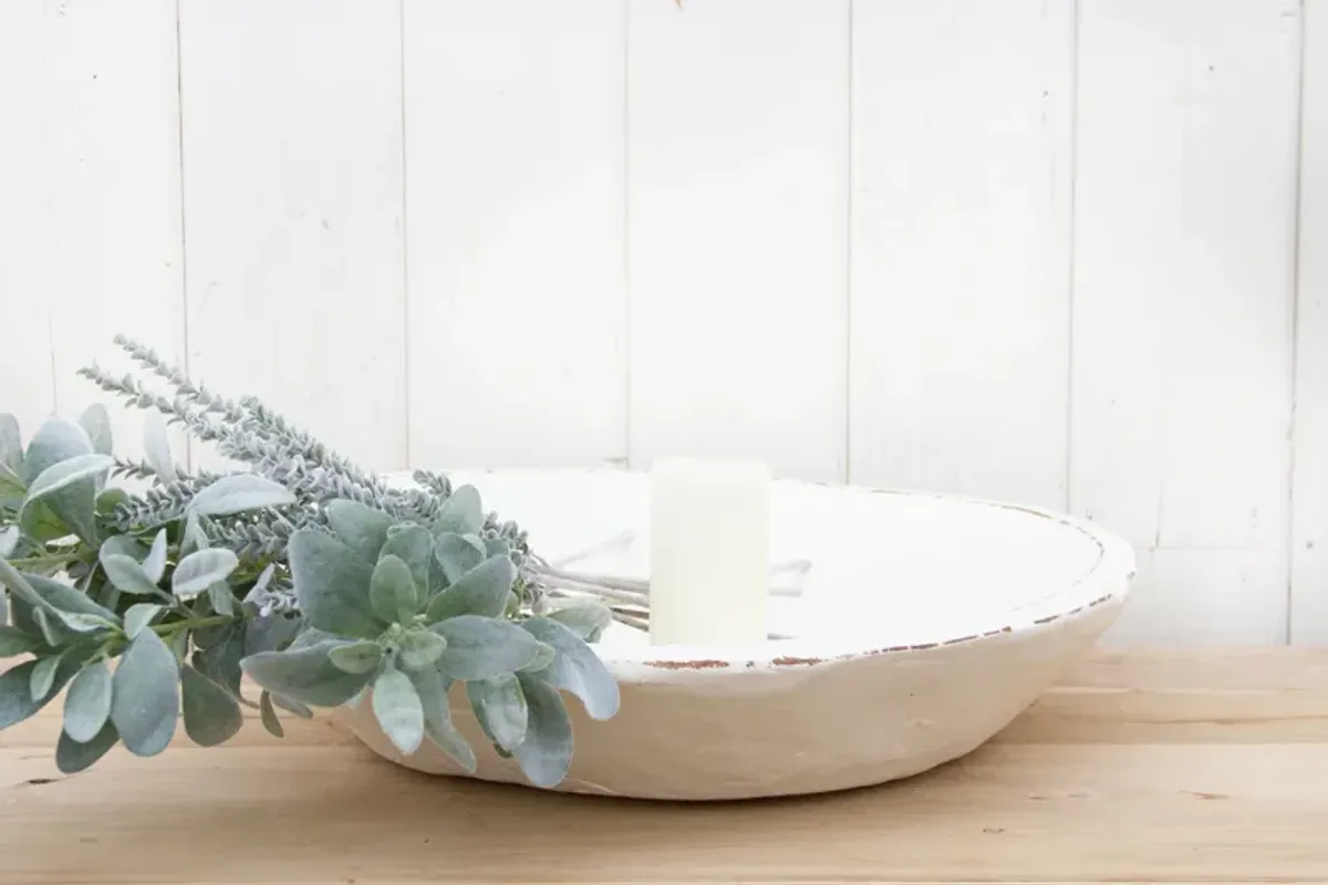 Large Farmhouse White Wooden Bowl