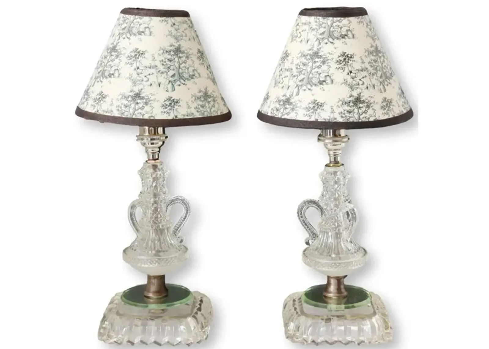 Midcentury Glass Nightstand Lamps - Set of 2