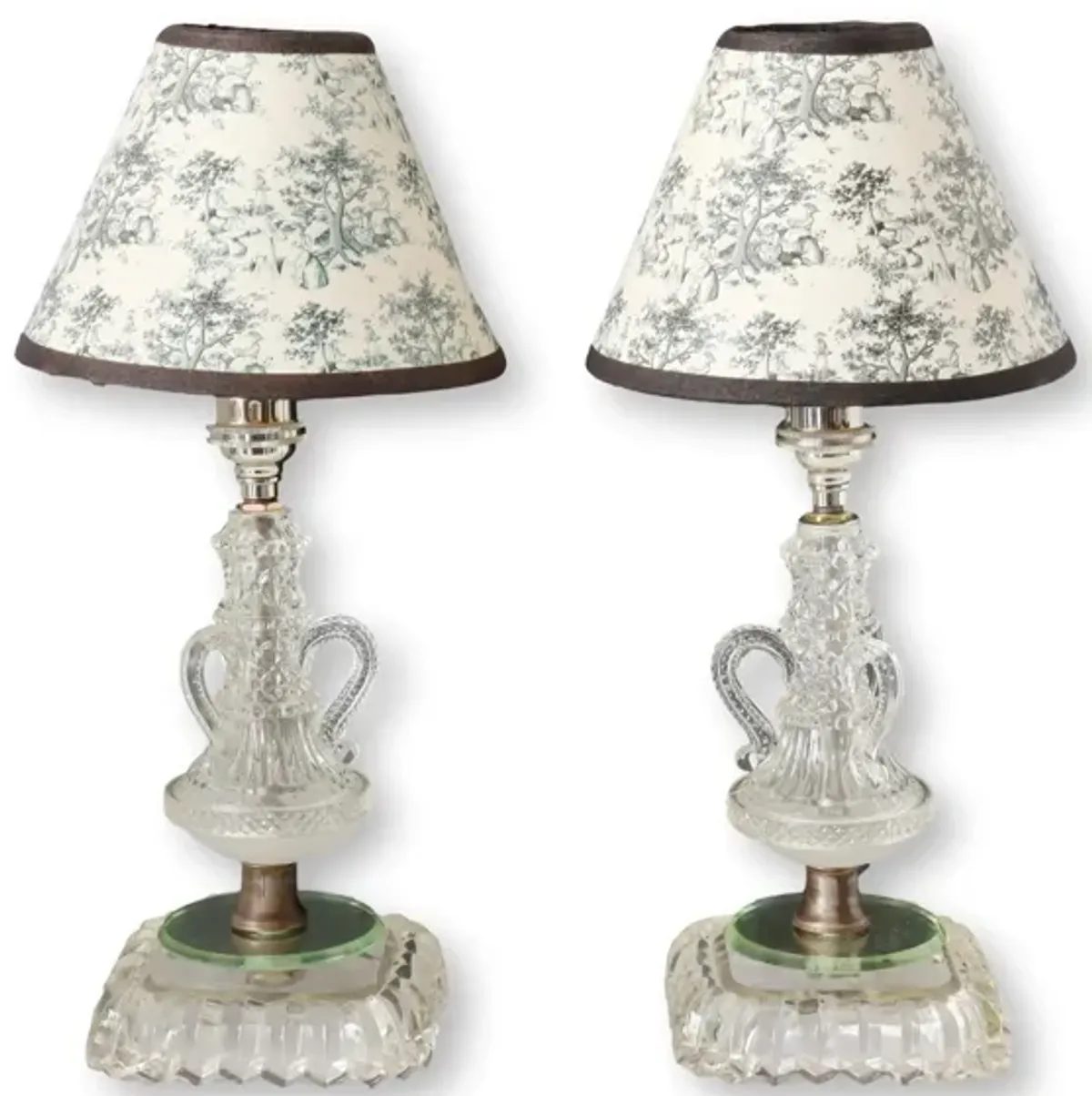 Midcentury Glass Nightstand Lamps - Set of 2