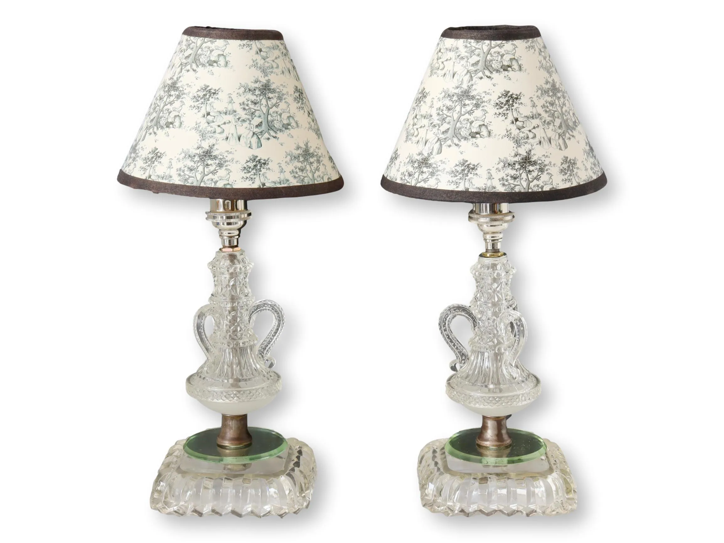 Midcentury Glass Nightstand Lamps - Set of 2