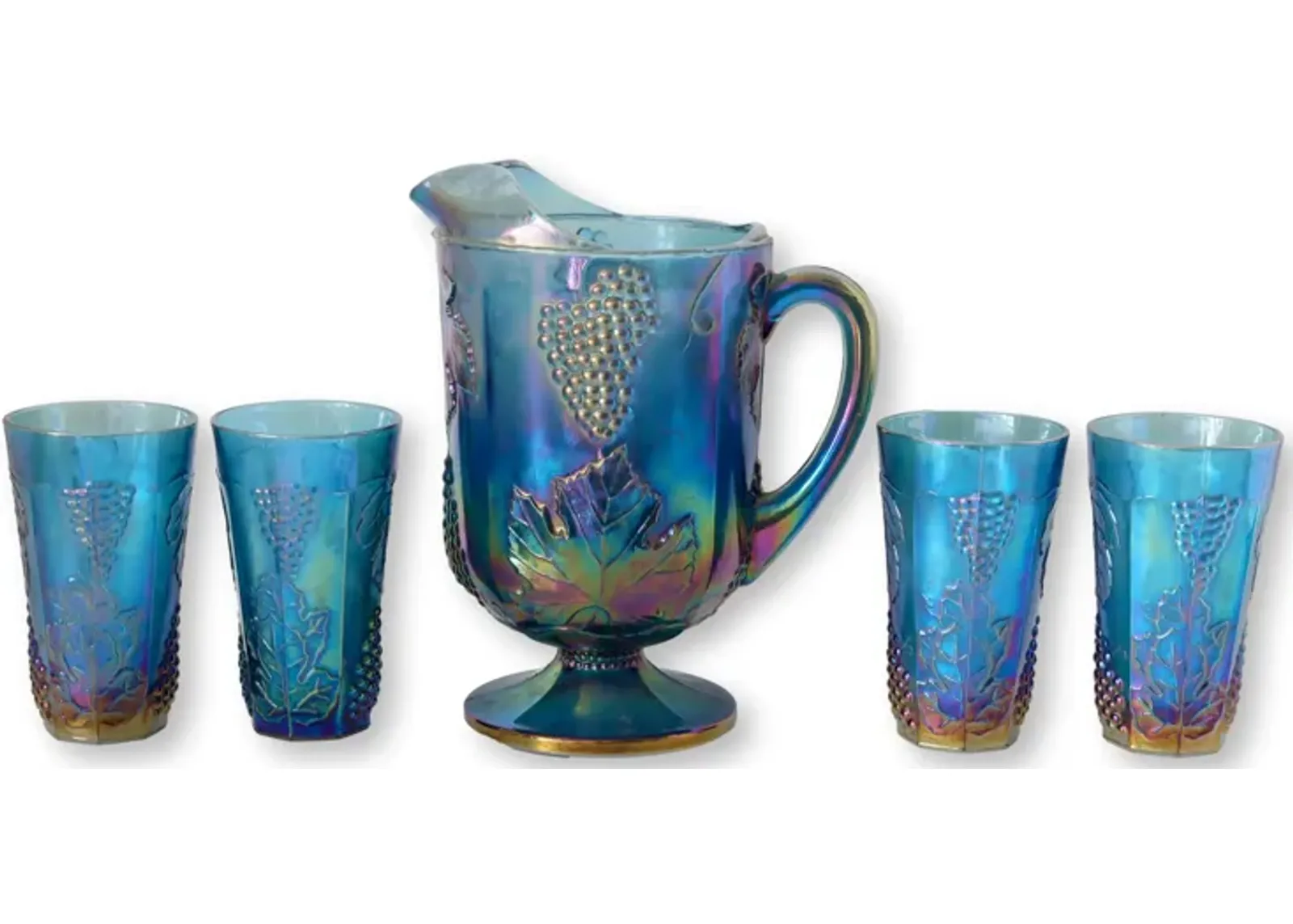 1970s Carnival Glass Beverage Set - 6Pcs