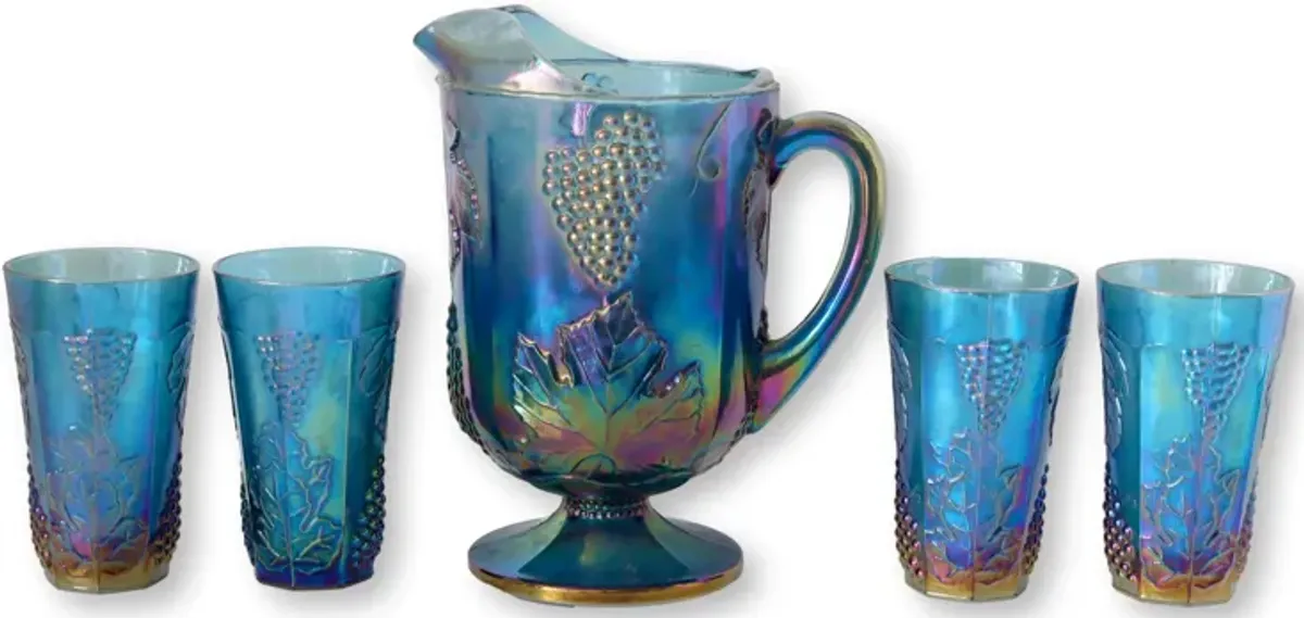 1970s Carnival Glass Beverage Set - 6Pcs