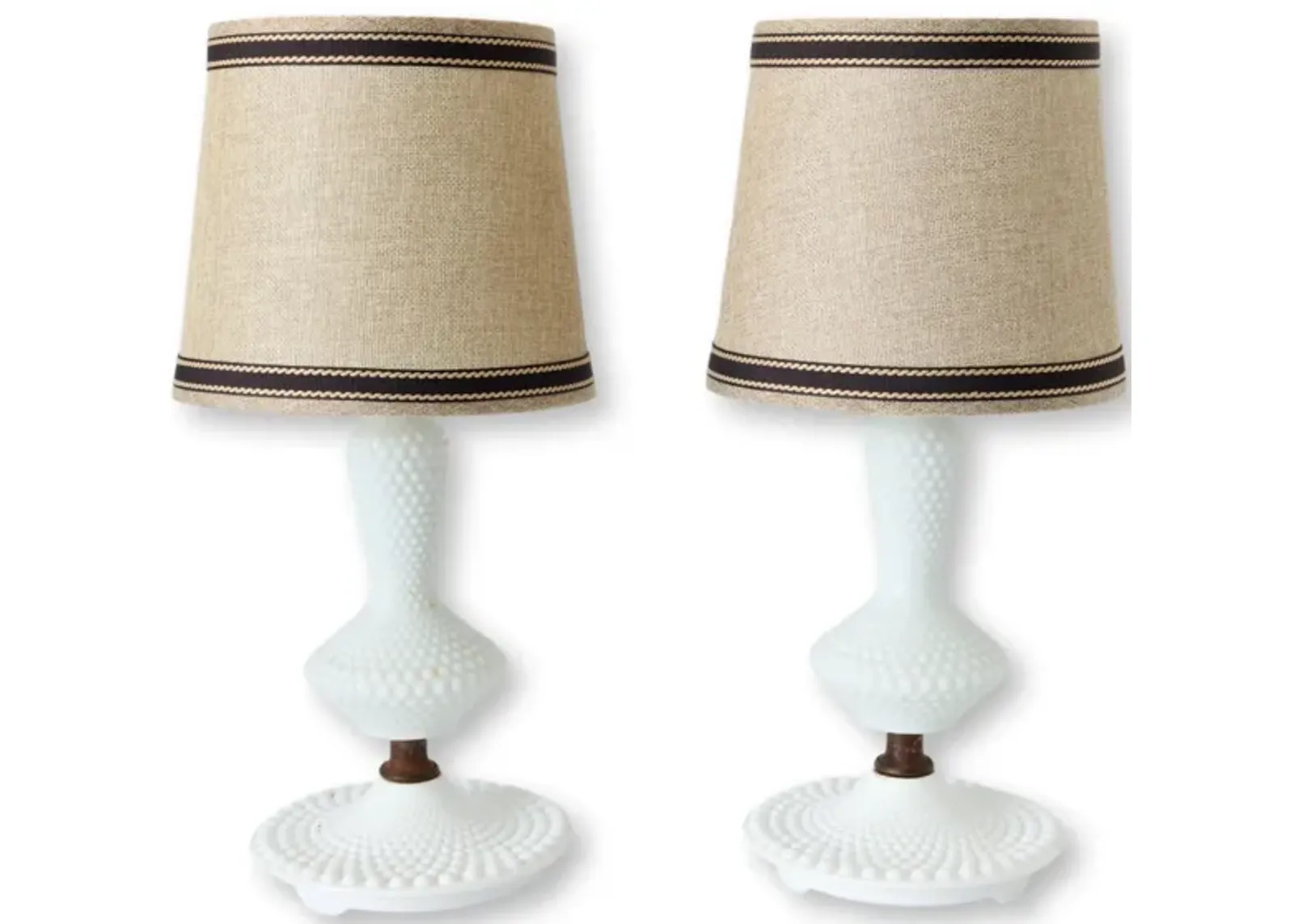 1950s Hobnail Milk Glass Boudoir Lamps