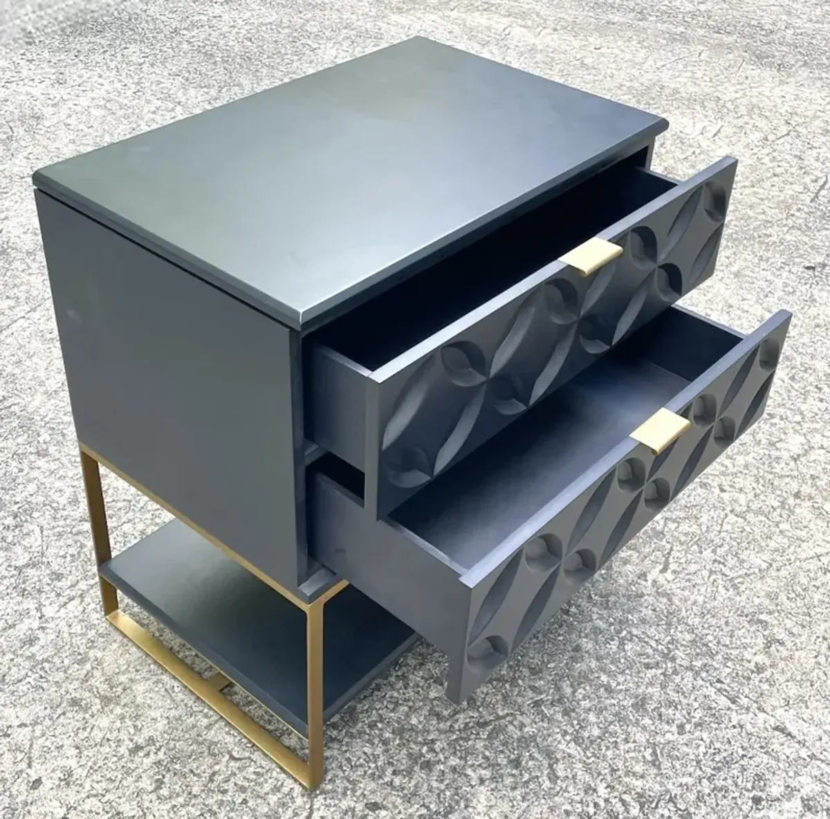 Clover Leaf Blue & Brass Console Table