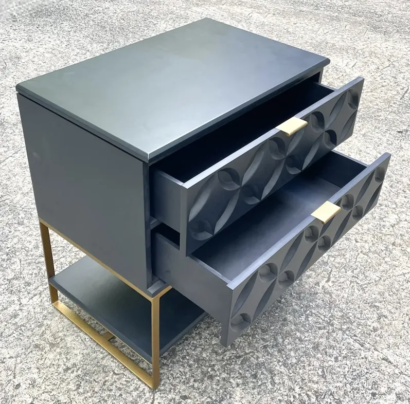 Clover Leaf Blue & Brass Console Table