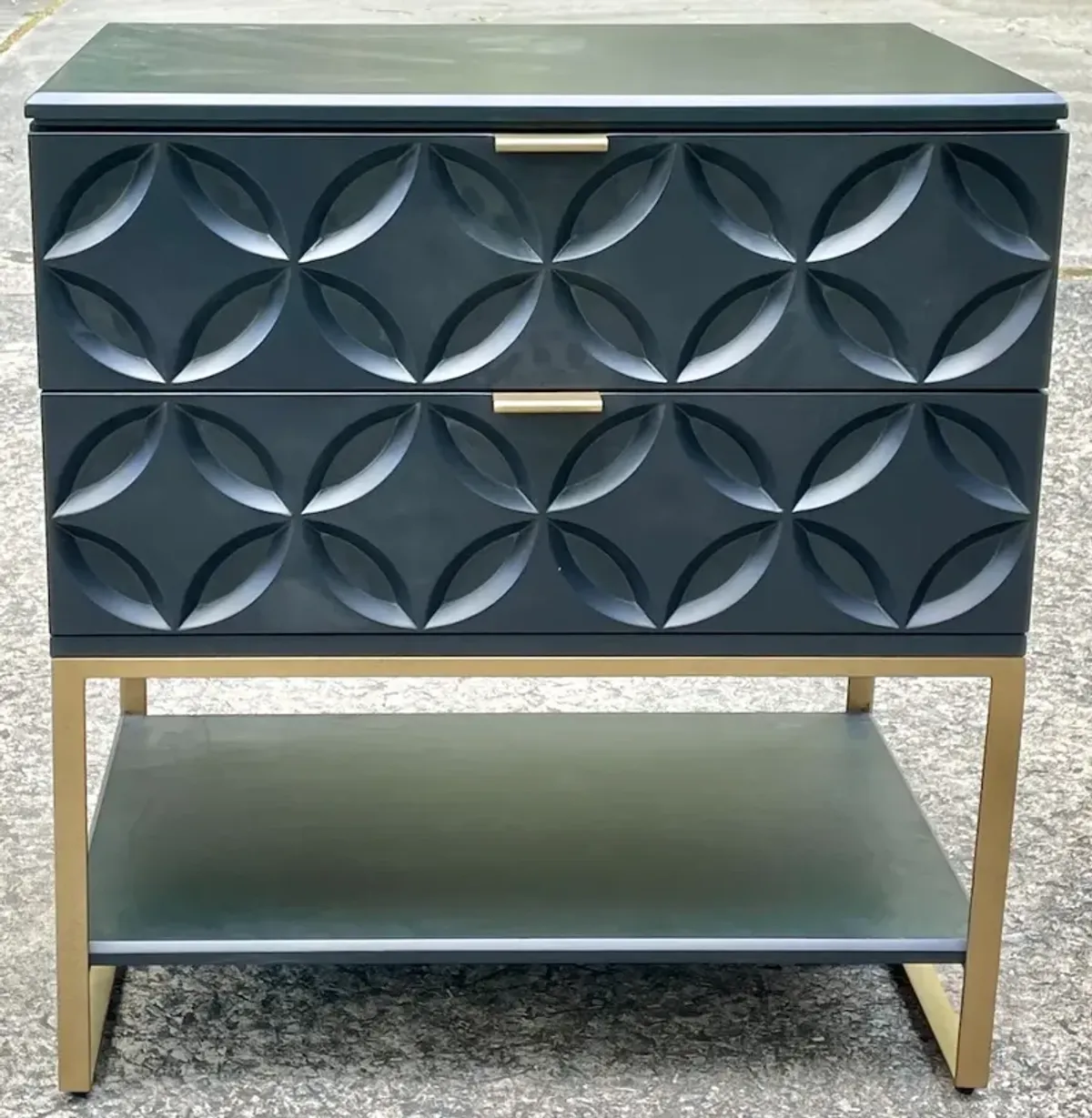 Clover Leaf Blue & Brass Console Table