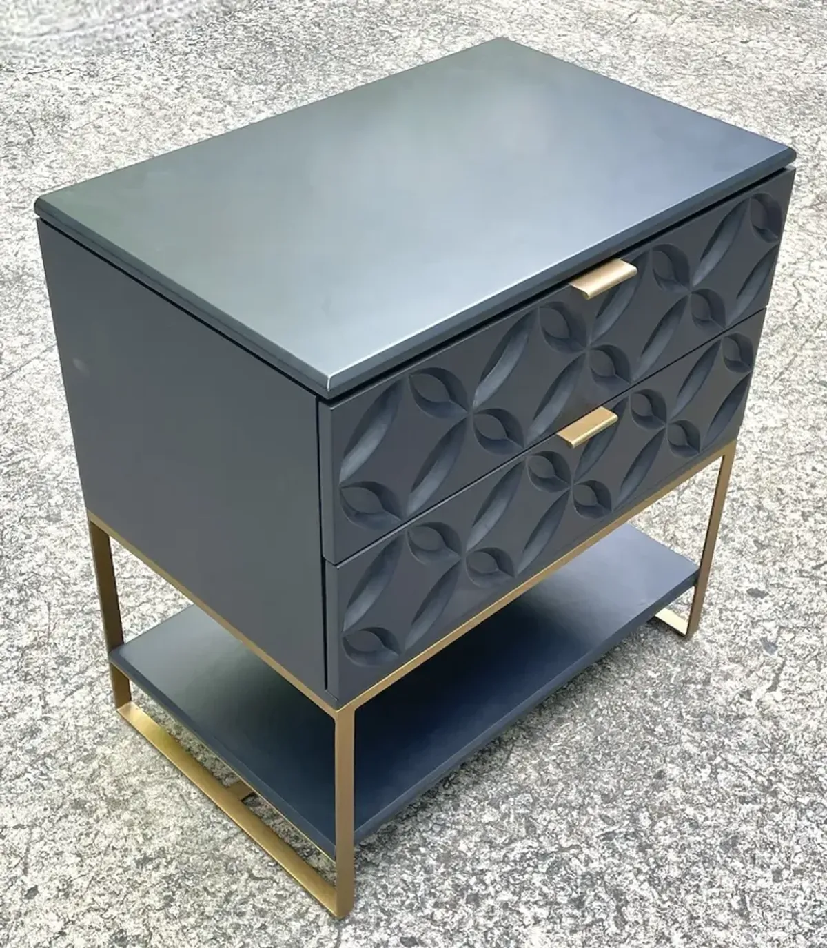 Clover Leaf Blue & Brass Console Table