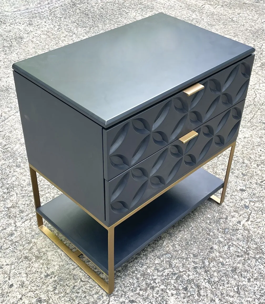 Clover Leaf Blue & Brass Console Table