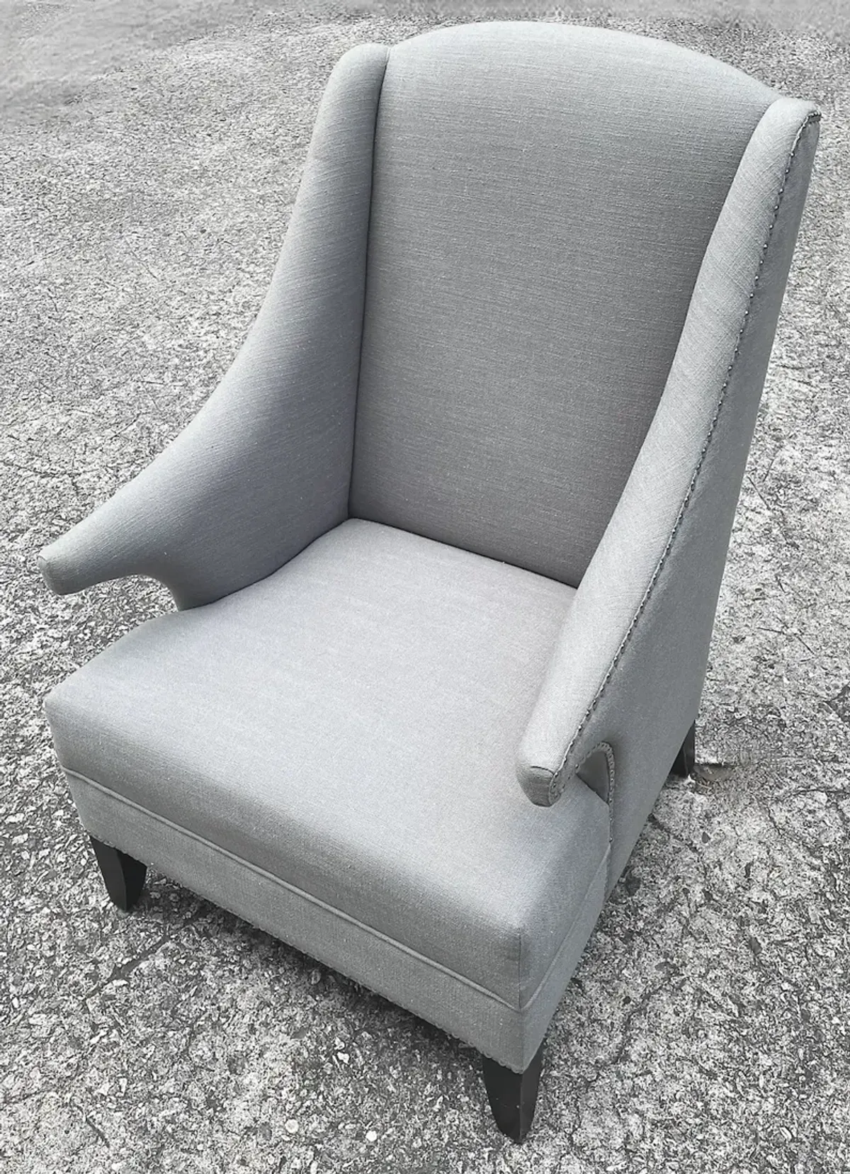 Grey Midcentury Style Wing Back Chair - Gray