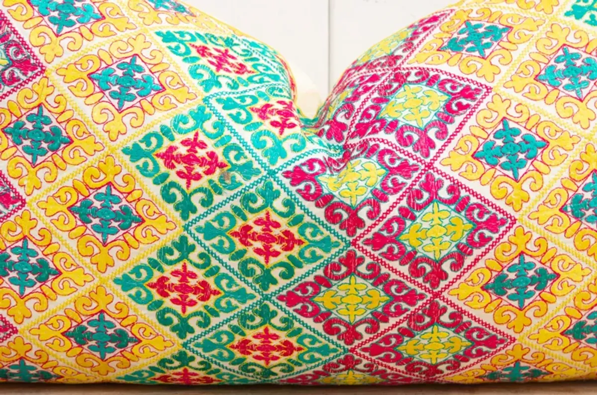 Rainbow Swati Embroidered Pillow Cover - de-cor