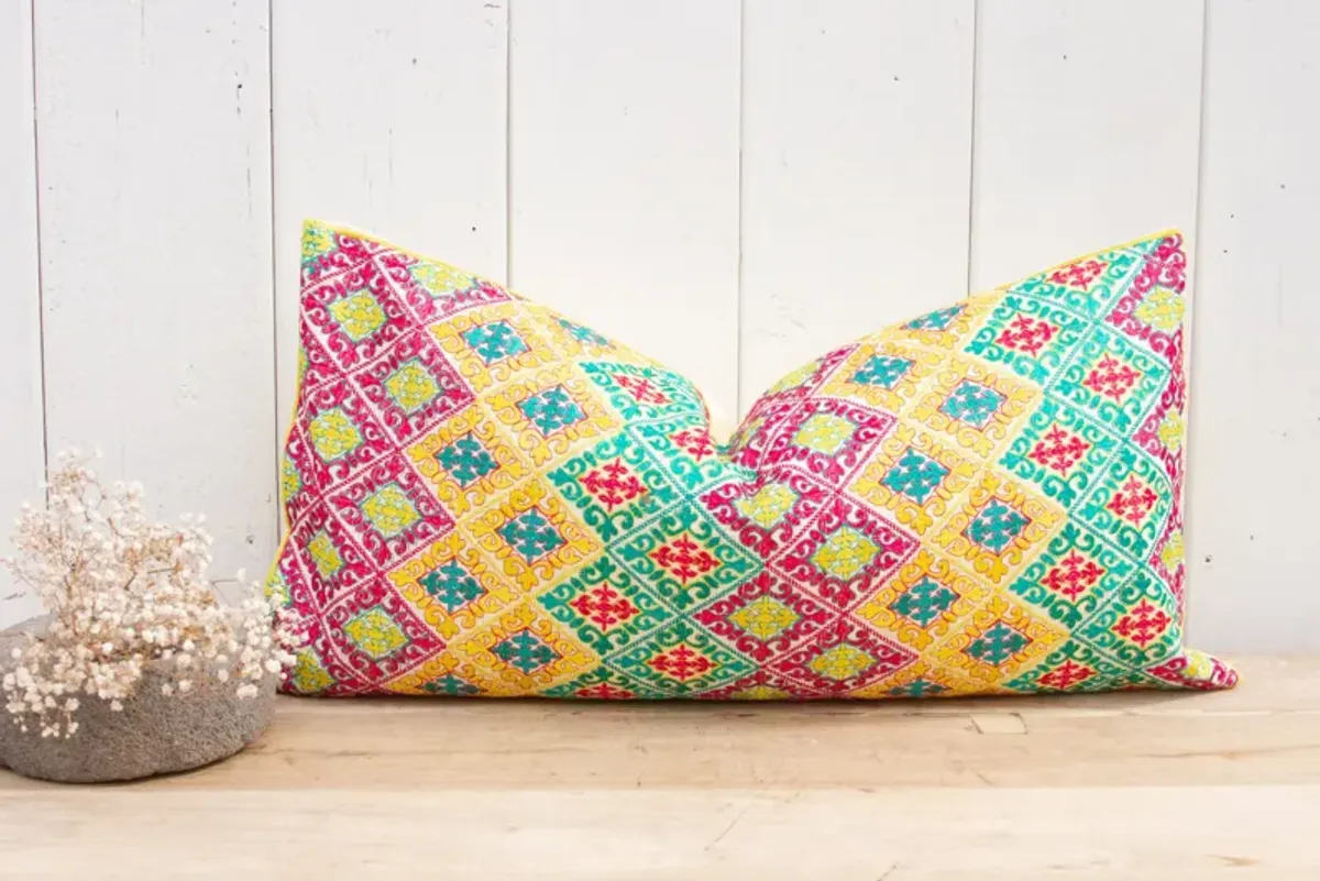 Rainbow Swati Embroidered Pillow Cover