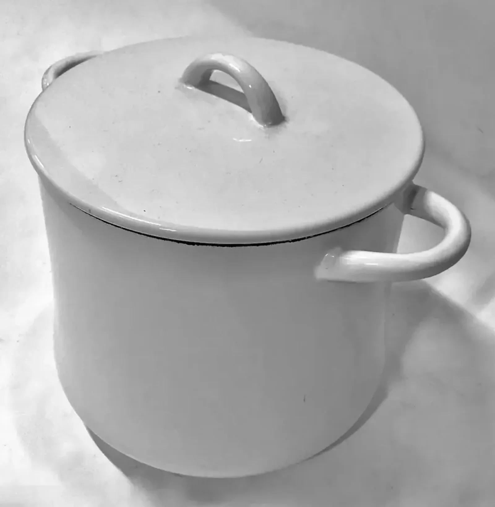 Mid-Century Modern Dansk Enamel Pot - White