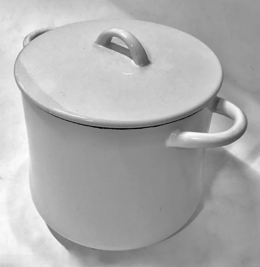 Mid-Century Modern Dansk Enamel Pot - White