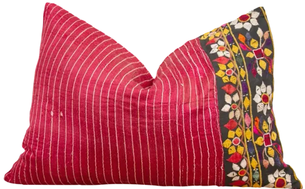 Hena Antique Mashru Tribal Lumbr Pillow - de-cor
