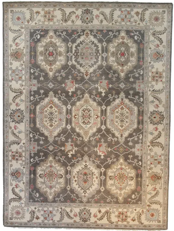 9" x 12" Oushak Rug, Gray/Ivory