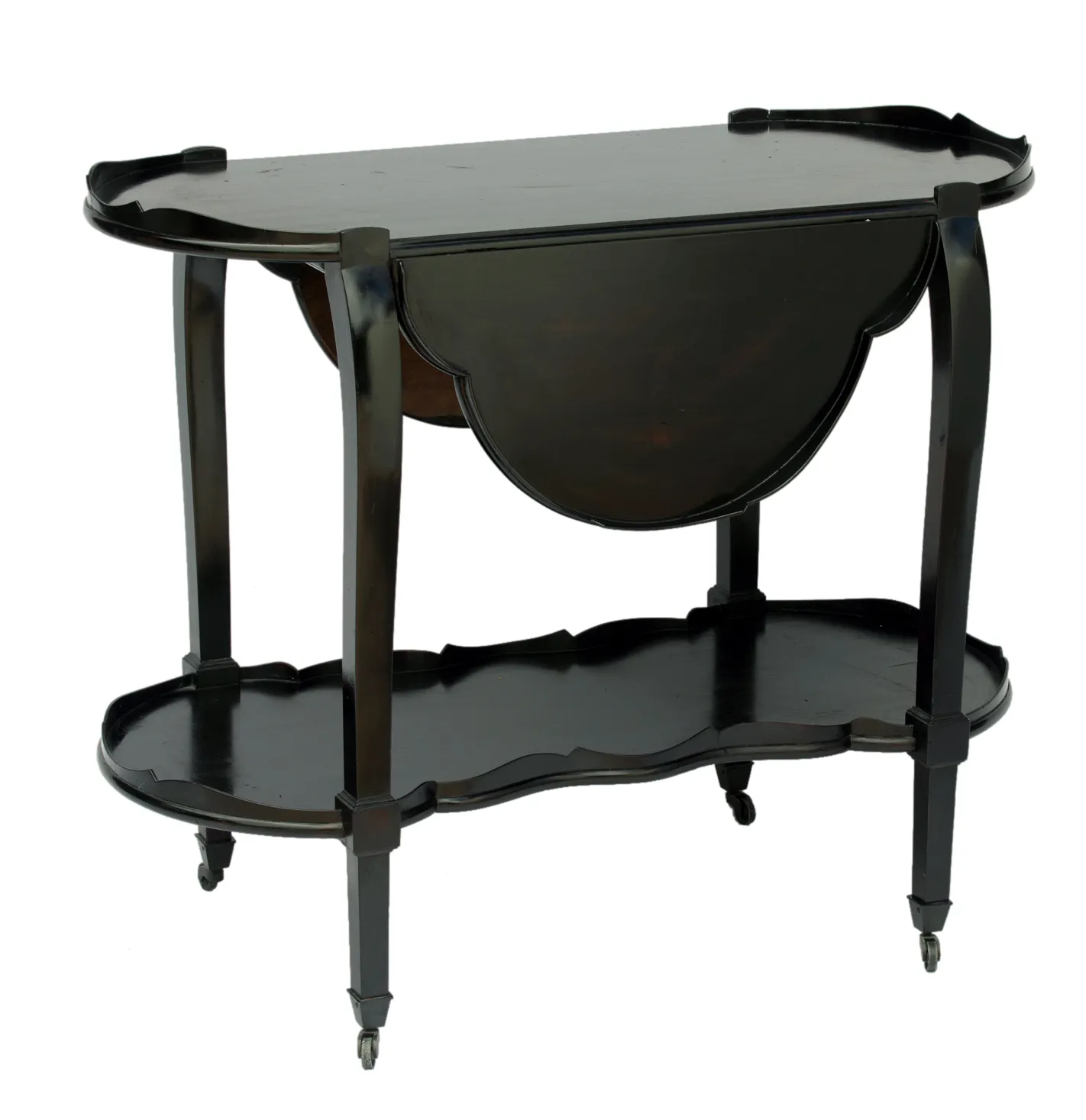 Ebonized Mahogany Dropleaf Bar Cart - Black