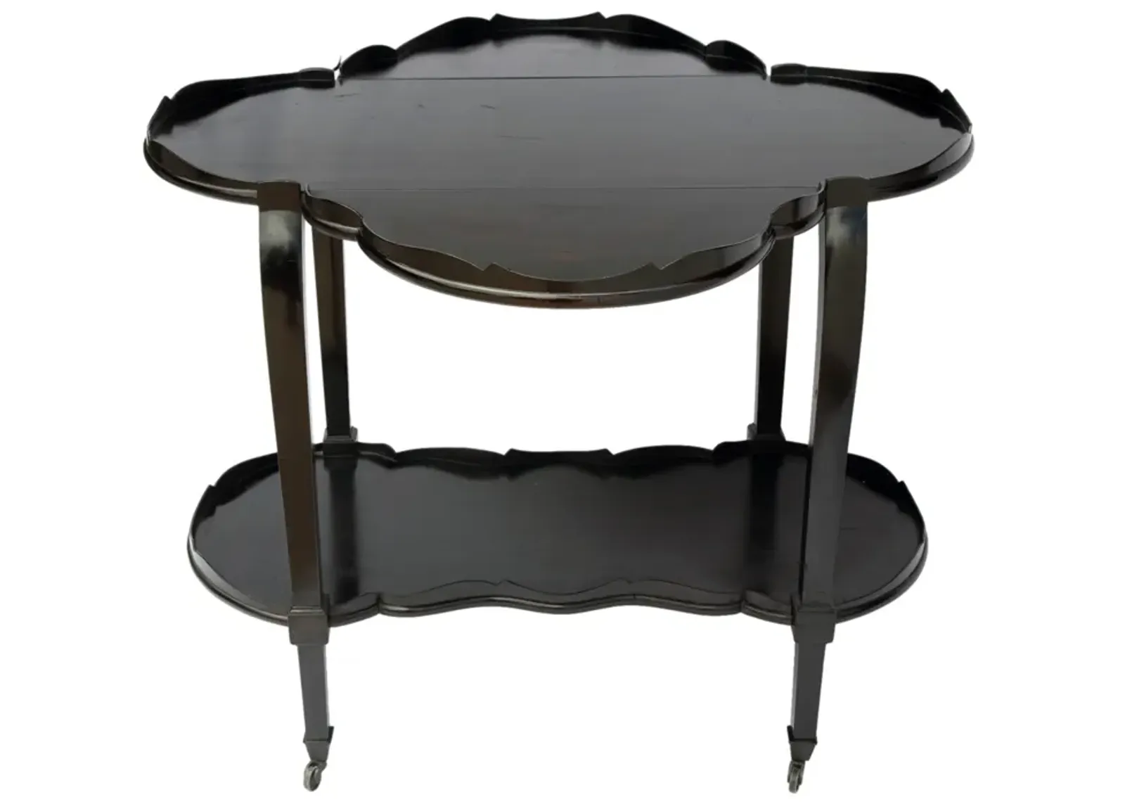 Ebonized Mahogany Dropleaf Bar Cart - Black