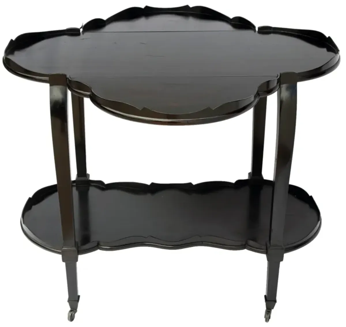 Ebonized Mahogany Dropleaf Bar Cart - Black