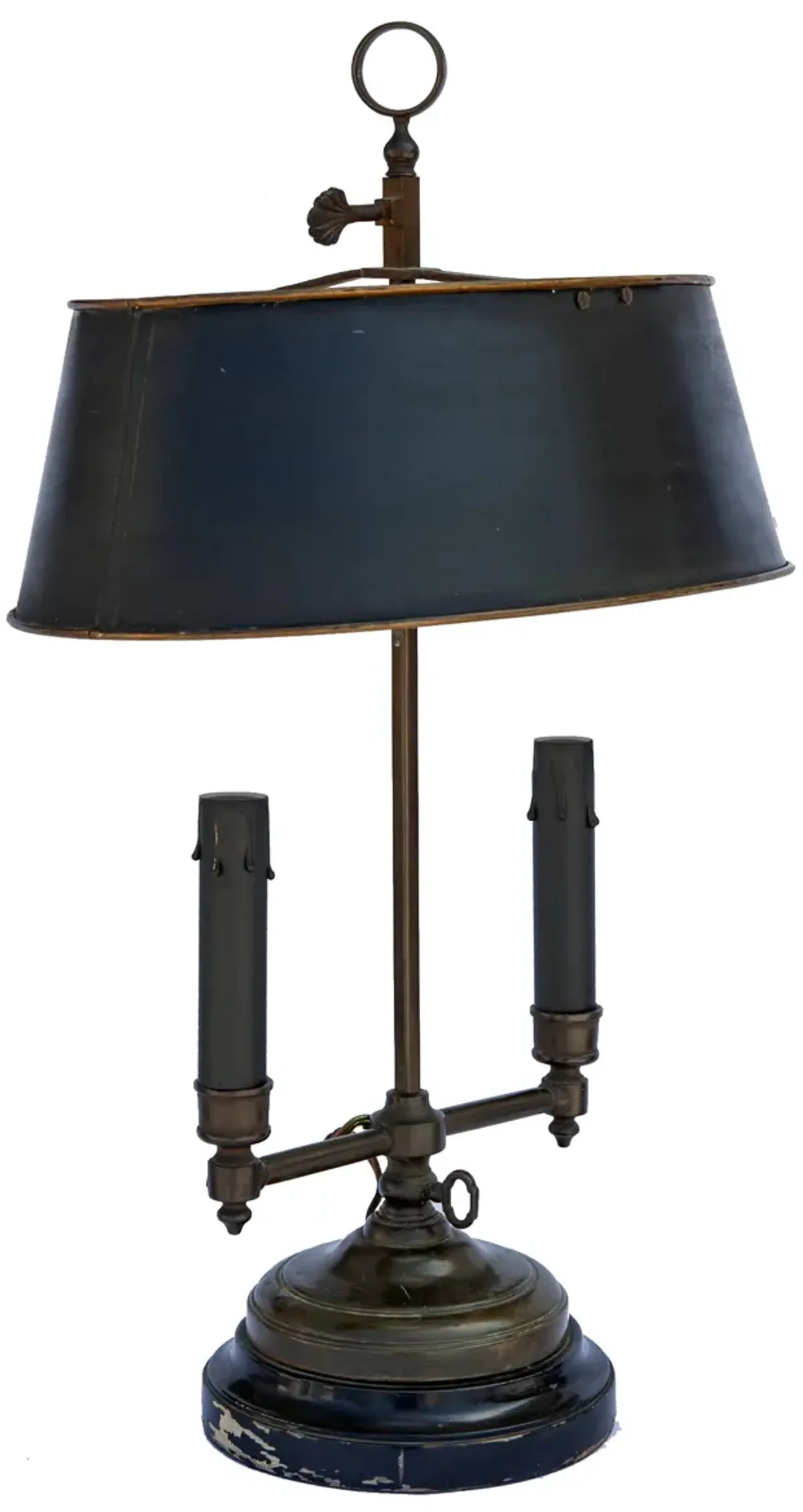 Dark Olive Candlestick Lamp Metal Shade - Black