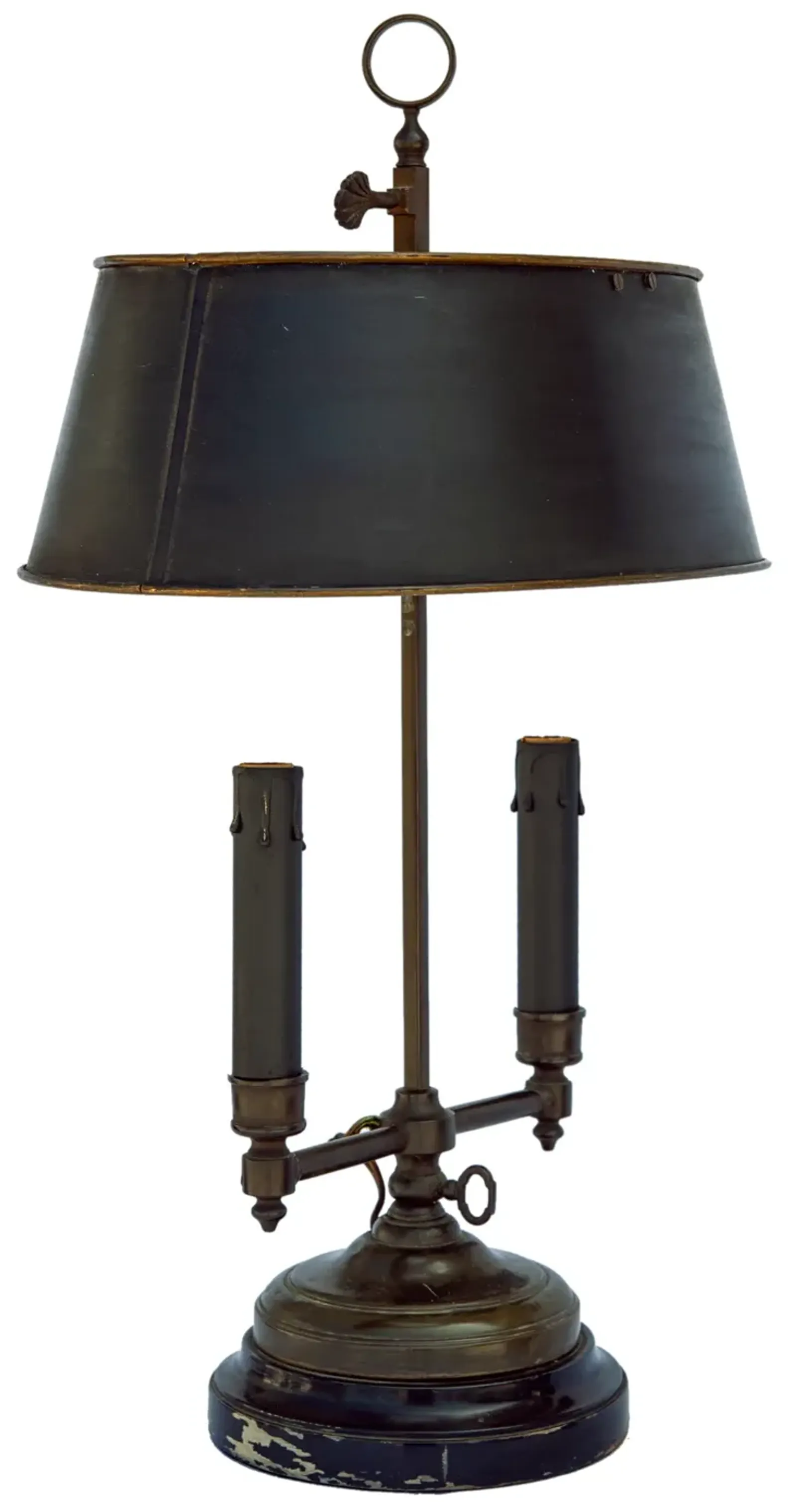 Dark Olive Candlestick Lamp Metal Shade - Black