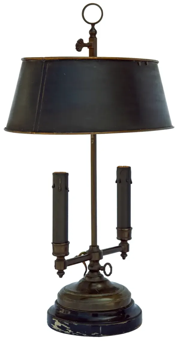 Dark Olive Candlestick Lamp Metal Shade - Fleur de Lex Antiques - Black