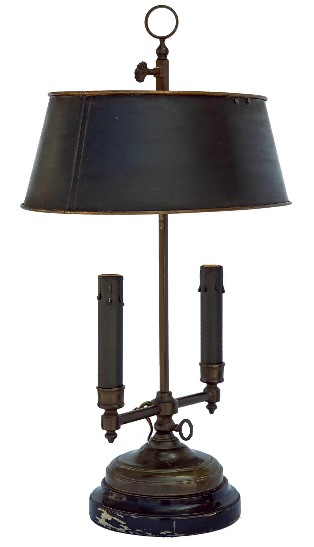 Dark Olive Candlestick Lamp Metal Shade - Black