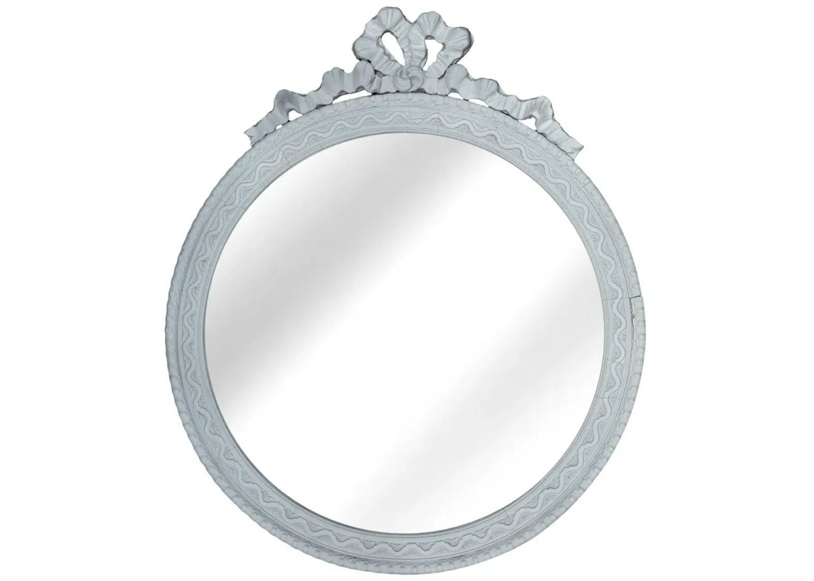 Late Deco ound Mirror with Ribbons & Bow - Blue