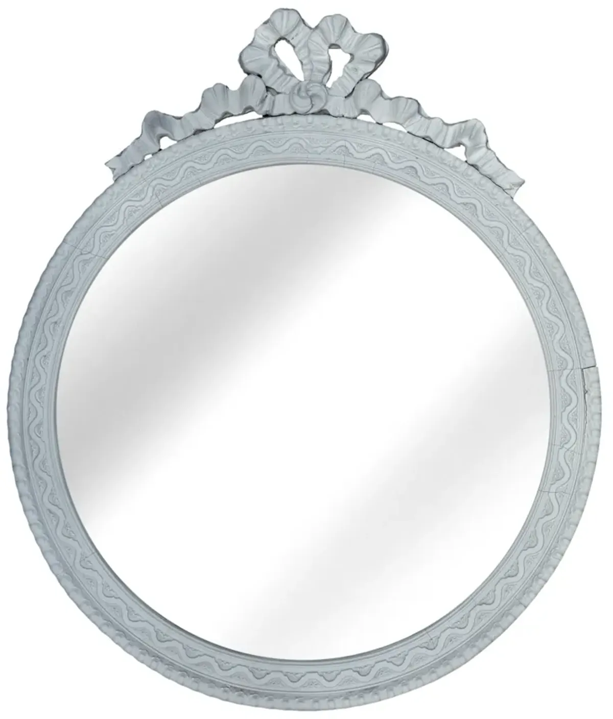 Late Deco ound Mirror with Ribbons & Bow - Blue