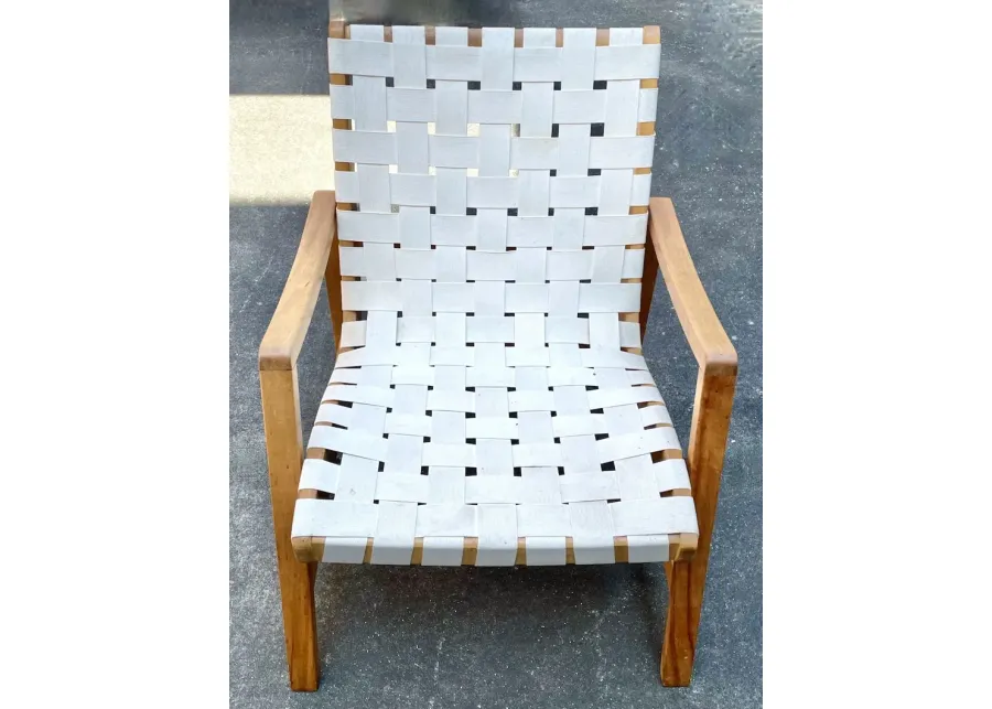 MCM Jens Risom Web Lounge Chairs,Pair - White