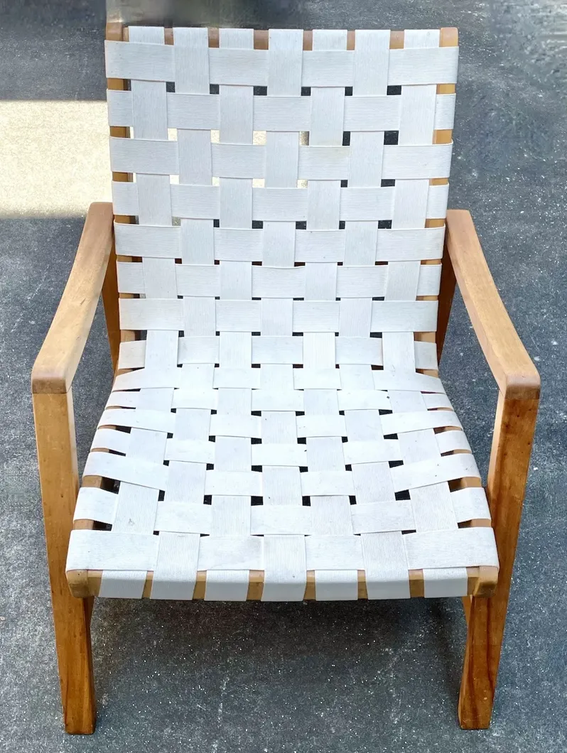 MCM Jens Risom Web Lounge Chairs,Pair - White