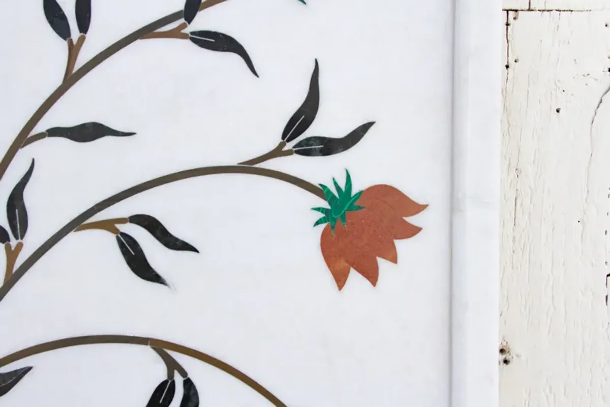 Marble Gemstone Inlay Campanula Panel - de-cor - White