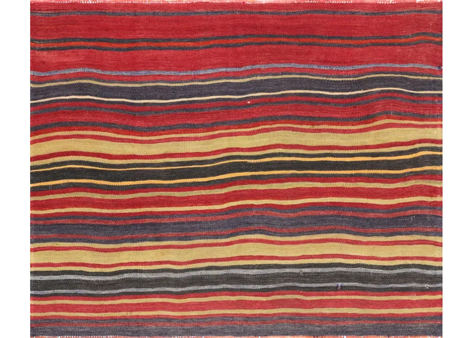 1960s Turkish Kilim - 4'4" x 5'5" - Handcrafted - Red