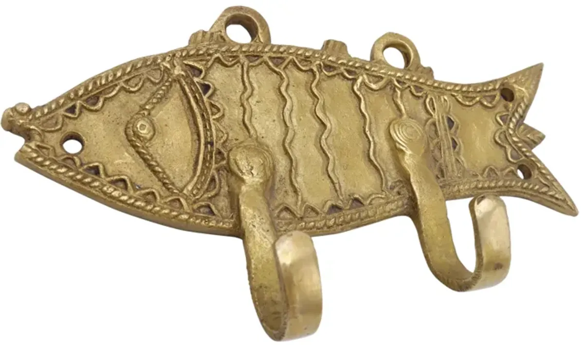 Bohemian Brass Fish Wall Hooks