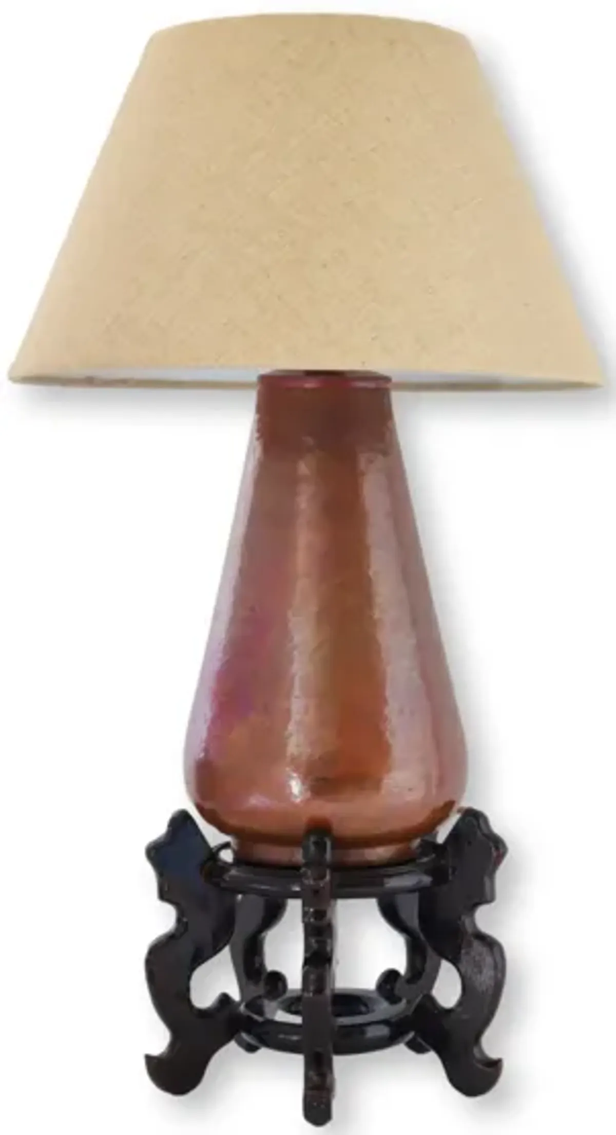 Vintage Hammered Copper Lamp - Rose Victoria - Beige