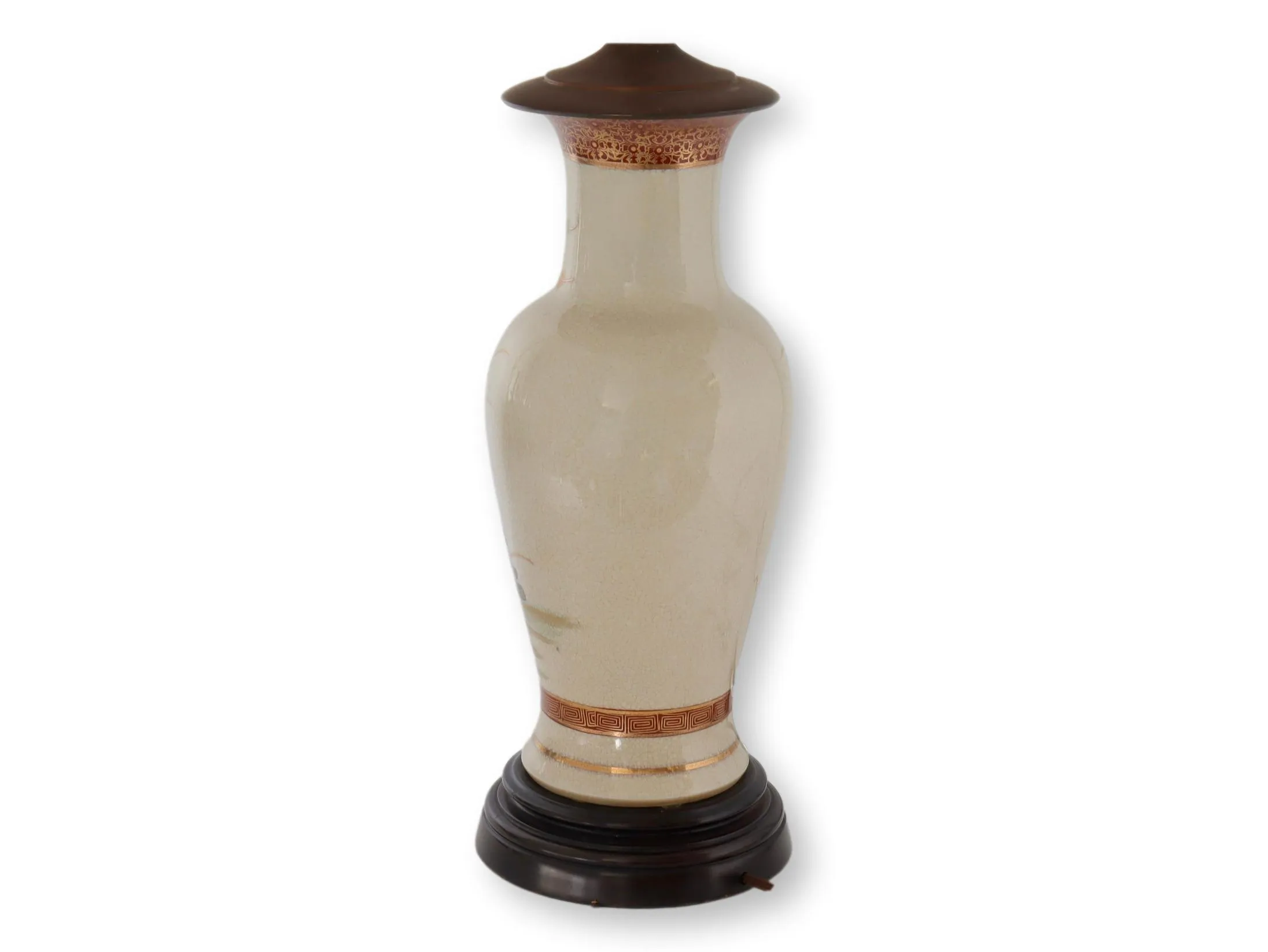 Japanese Satsuma Vase Lamp - Handcrafted - White