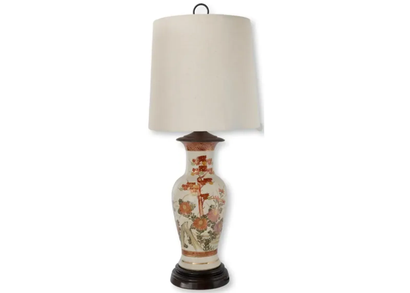 Japanese Satsuma Vase Lamp - Handcrafted - White