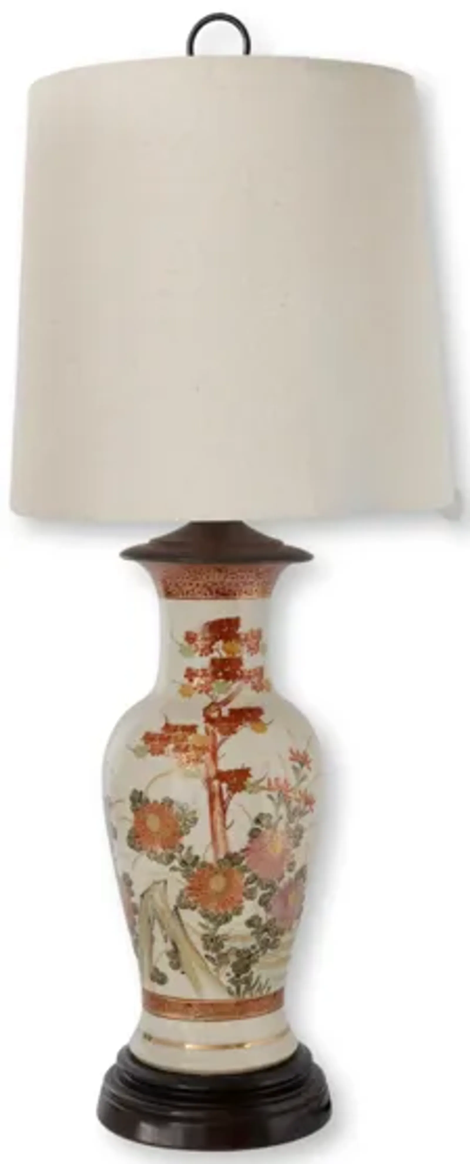 Japanese Satsuma Vase Lamp - Handcrafted - White