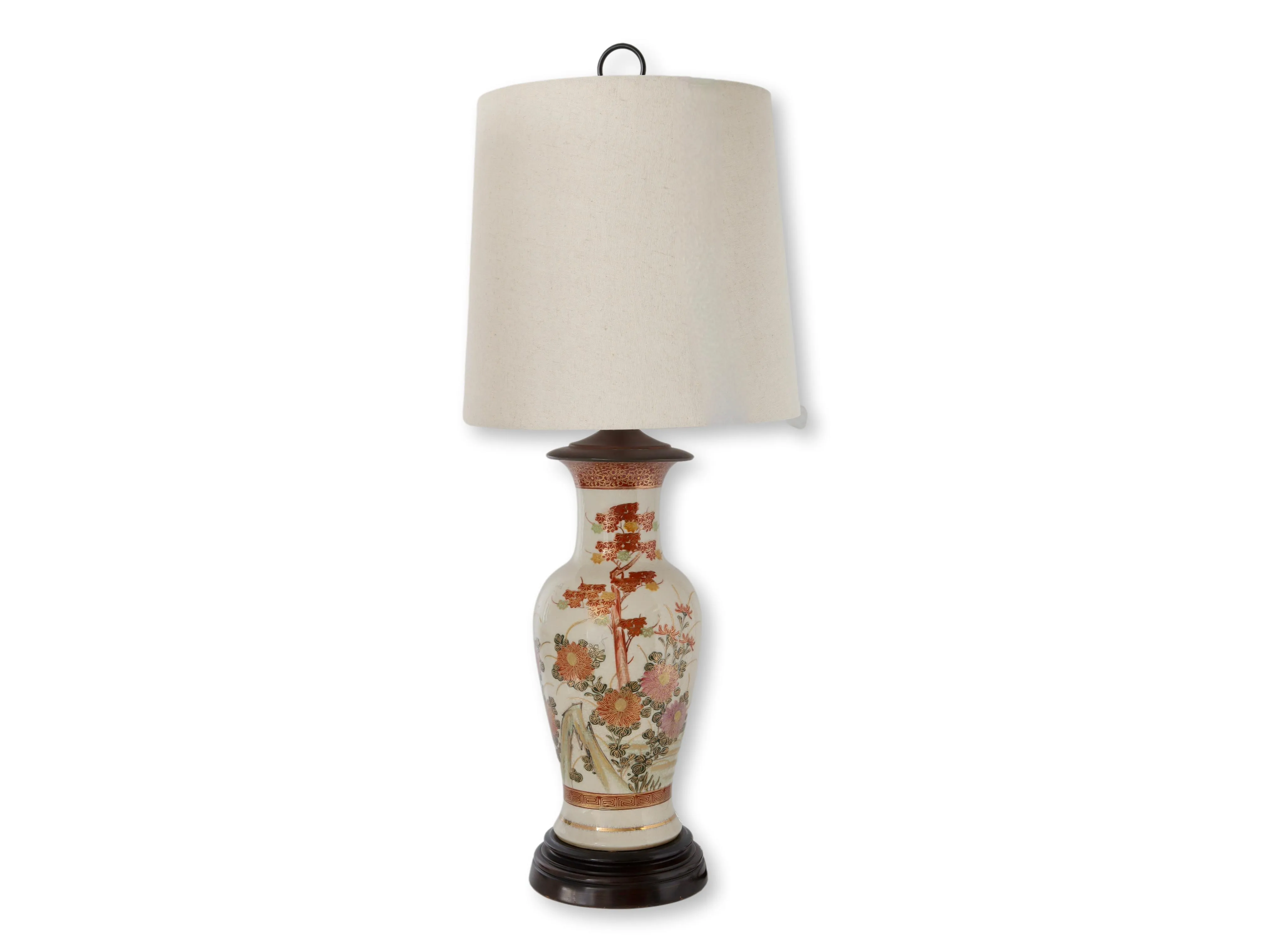 Japanese Satsuma Vase Lamp - Handcrafted - White