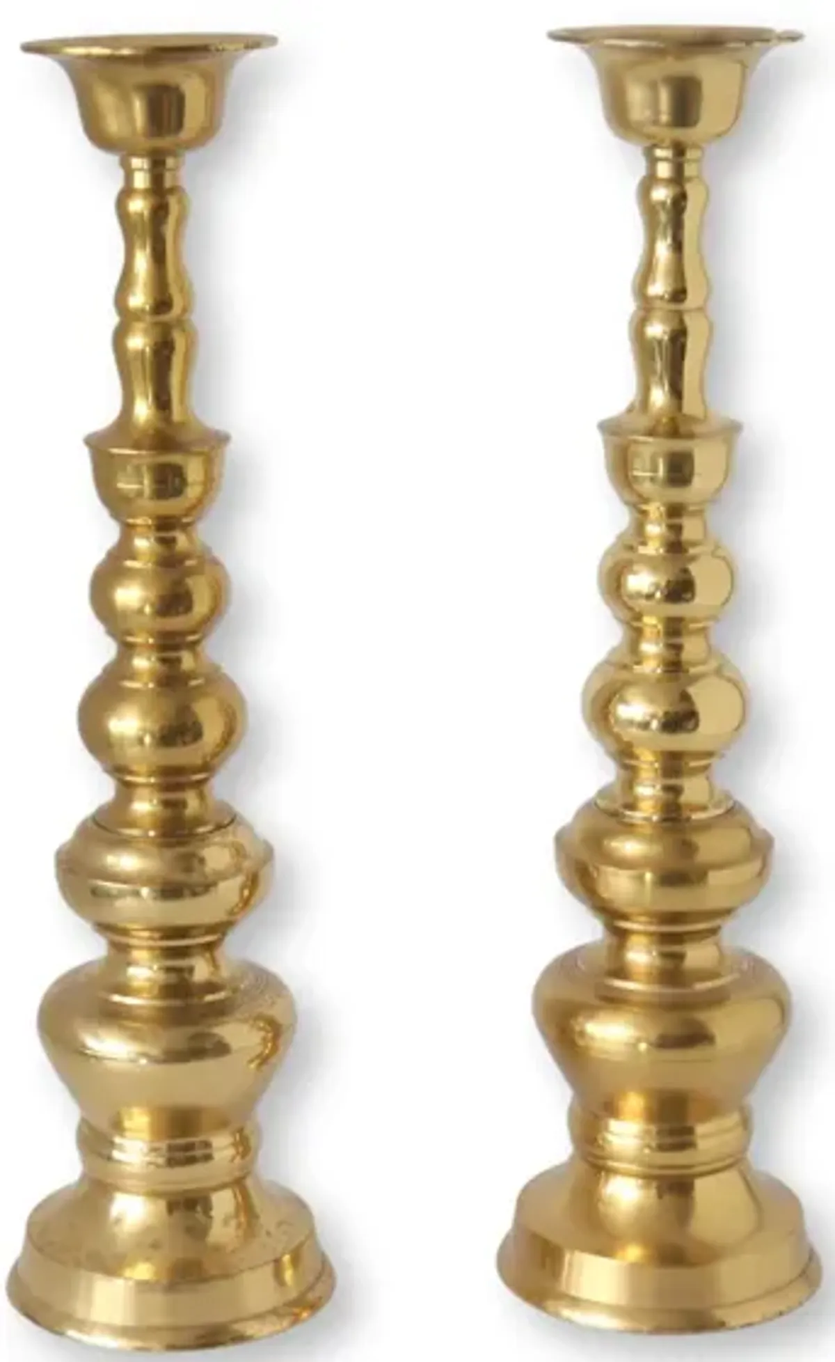 Midcentury Japanese Brass Candlesticks - Gold