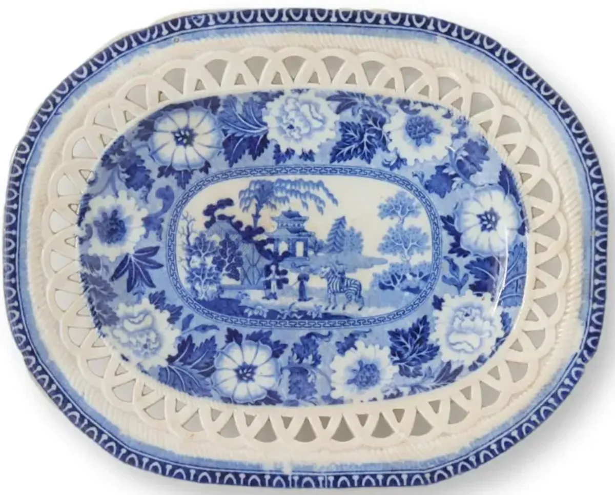 1820s Rogers Zebra Serving Plate - Blue