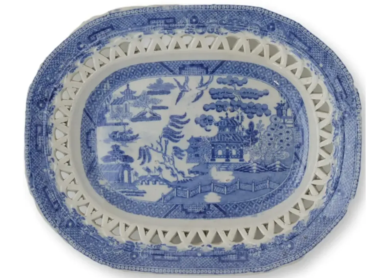 1840s English Willow Serving Plate - Blue